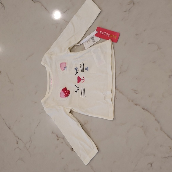 Adorable Cat Kitten Long Sleeve Tee girl 12M pink baby toddler - Picture 6 of 9